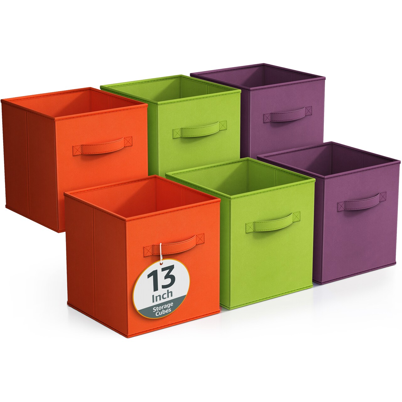 Sorbus 6 Pack 13 Inch Foldable Storage Cubes with Handles- for Organizing Home, Shelves, Nursery, Playroom, Closet and More